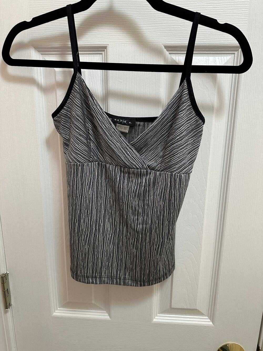 Katie K Spaghetti Strap Top Size Small Black/Gray